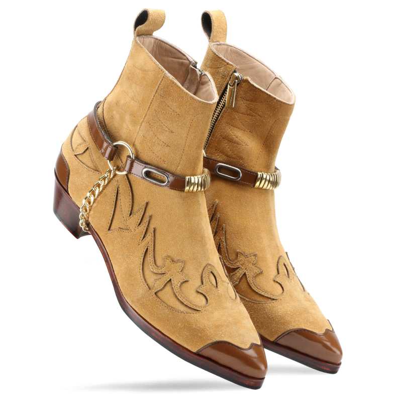 Santiago Cowboy Boots Beige - Escaro Royale