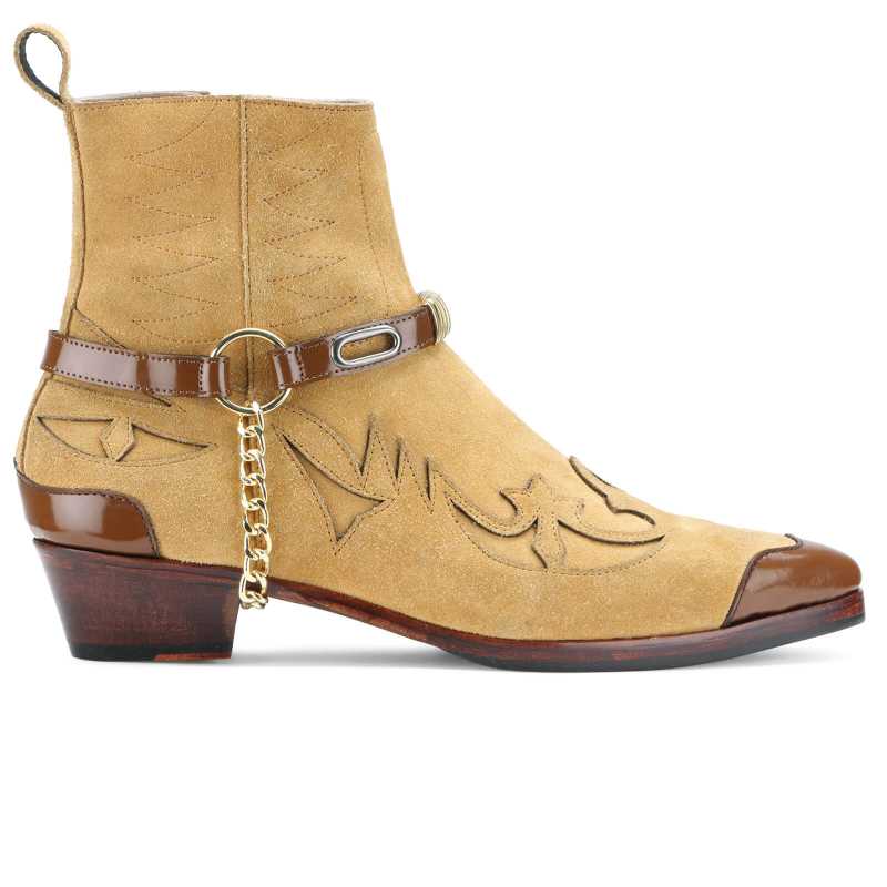 Santiago Cowboy Boots Beige - Escaro Royale