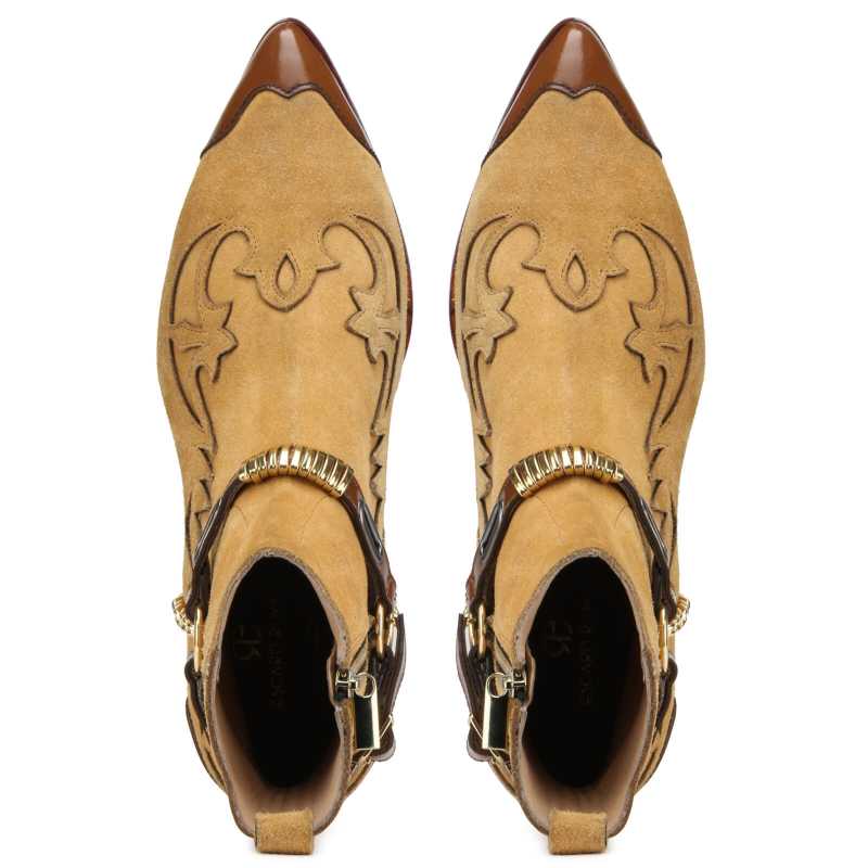 Santiago Cowboy Boots Beige - Escaro Royale