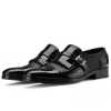 The Marco Dual Textured Kiltie Monkstrap in Black - Escaro Royale