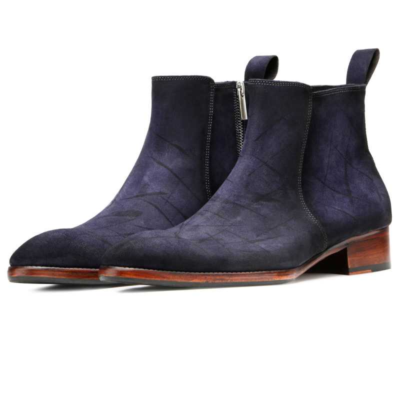 Carbine Blue Zipper Boots - Escaro Royale
