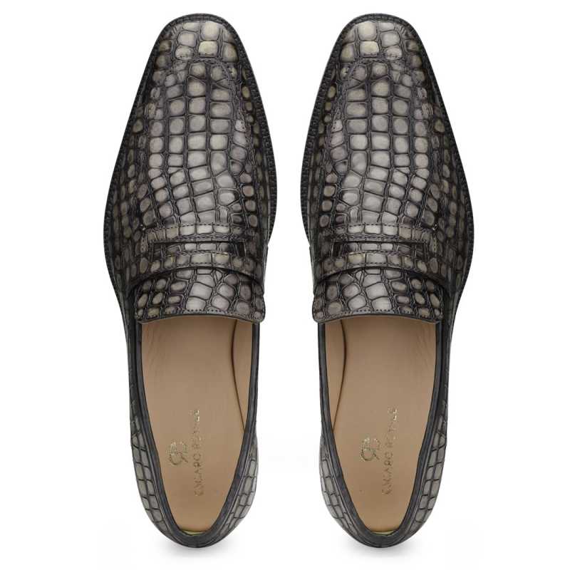 Iverson Grey Penny Loafers - Escaro Royale