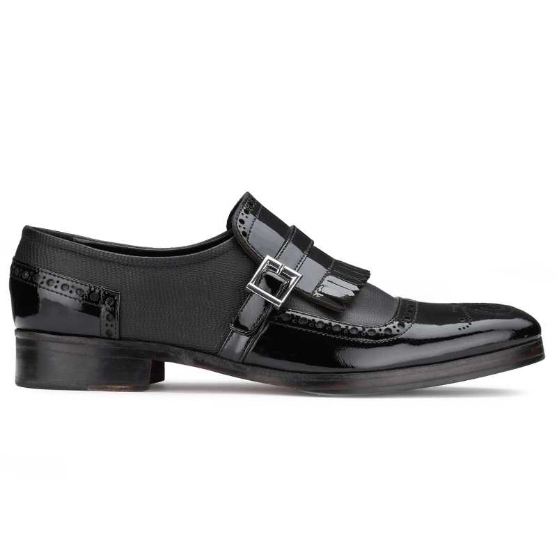 The Marco Dual Textured Kiltie Monkstrap in Black - Escaro Royale