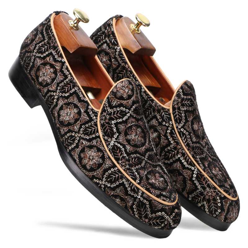 Wedlock Black-Beige Designer Loafers - Escaro Royale