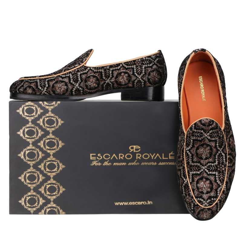 Wedlock Black-Beige Designer Loafers - Escaro Royale