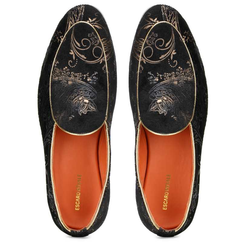 Wedlock Black-Gold Designer Loafers - Escaro Royale