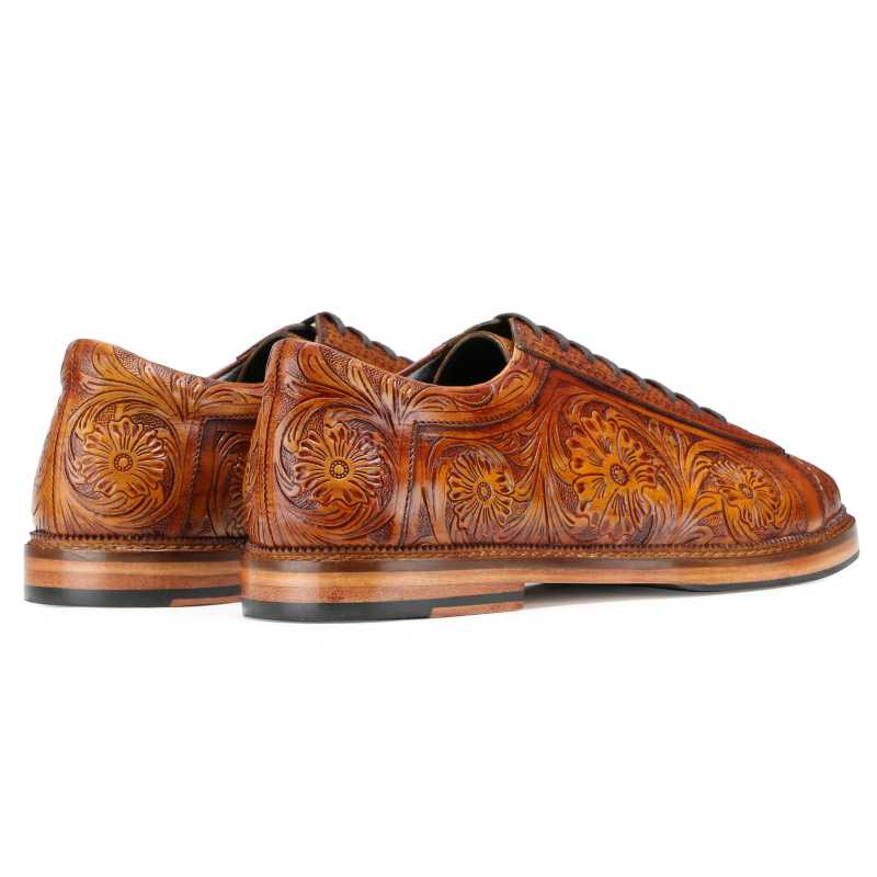 Strumento Handtooled Luxury Derby in Tan - Escaro Royale