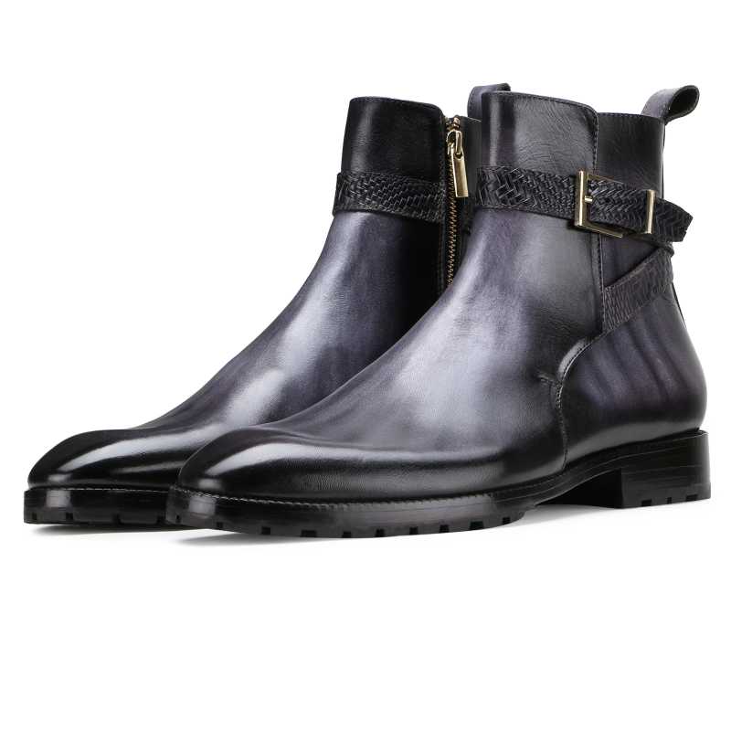 Stivali Zipper Jodhpur Boots in Gray - Escaro Royale