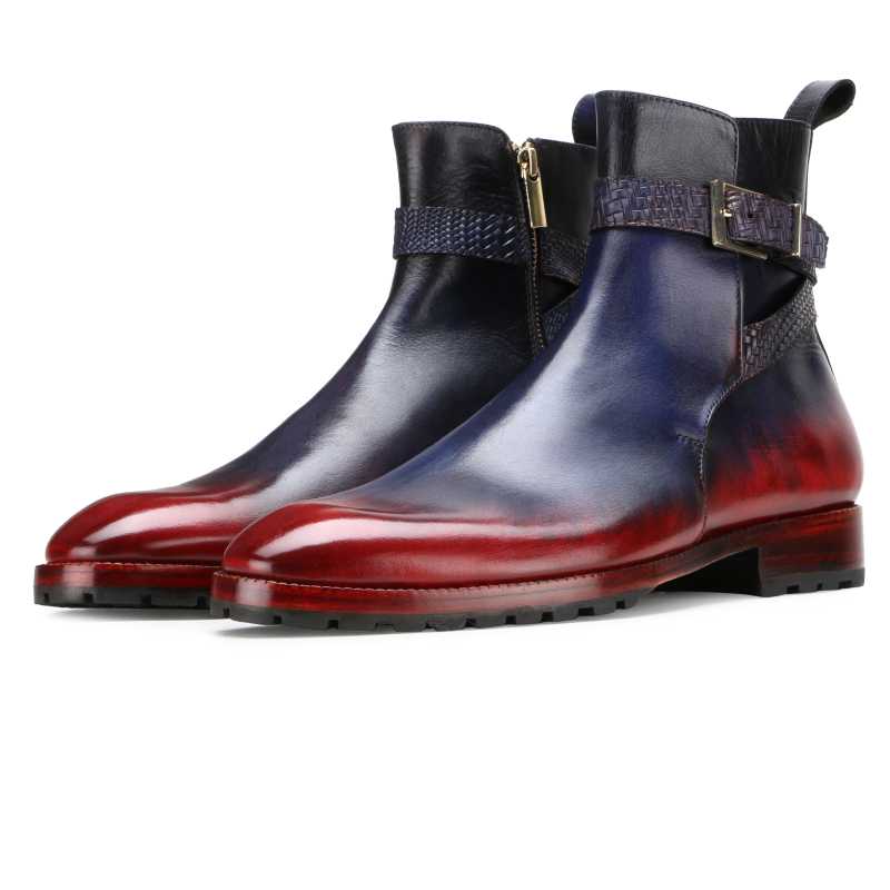 Stivali Zipper Jodhpur Boots in Blue Wine  - Escaro Royale