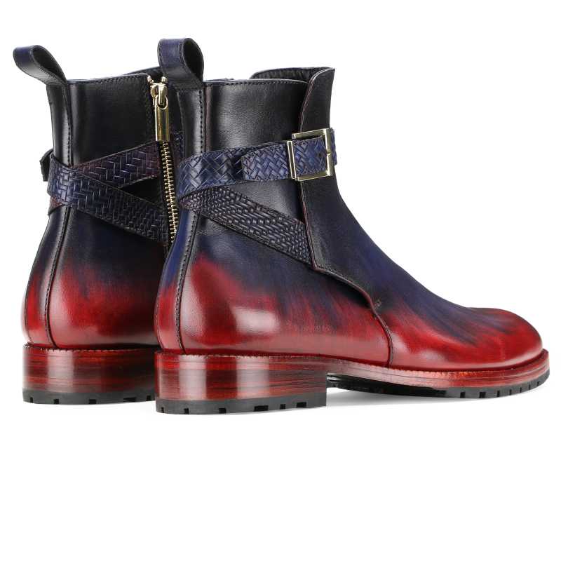 Stivali Zipper Jodhpur Boots in Blue Wine  - Escaro Royale