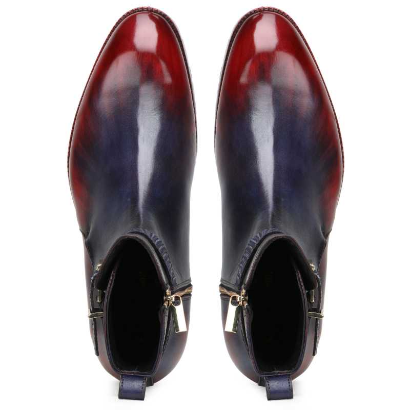 Stivali Zipper Jodhpur Boots in Blue Wine  - Escaro Royale
