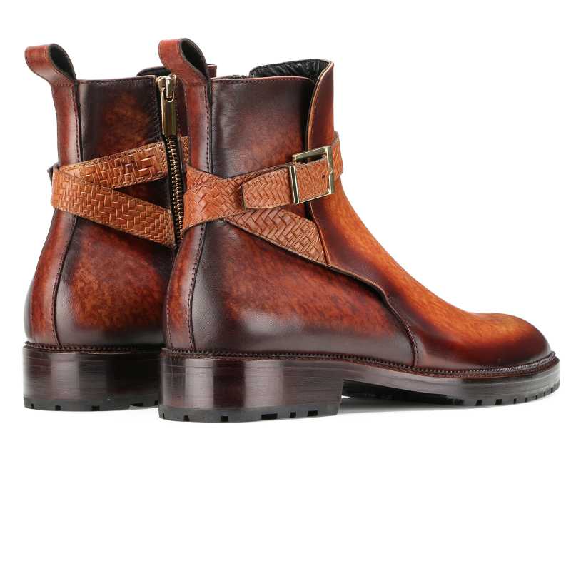Stivali Zipper Jodhpur Boots in Cognac - Escaro Royale