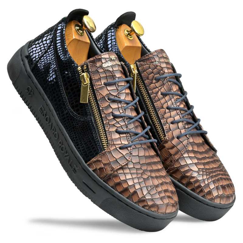 Hewitt Textured Leather Sneakers - Escaro Royale