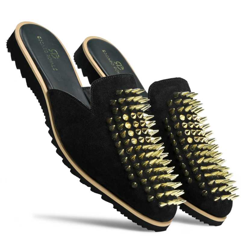 Garrett Metal Stud Slipper Mules - Escaro Royale