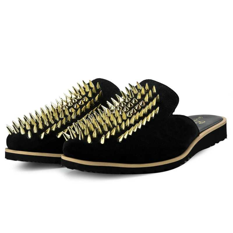 Garrett Metal Stud Slipper Mules - Escaro Royale
