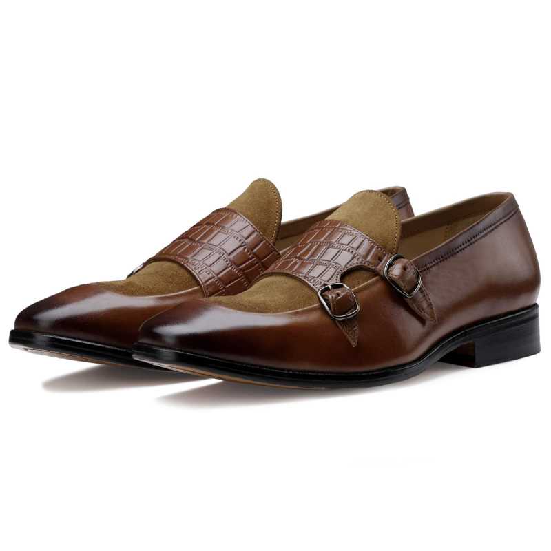 The Austin Double Monk Loafer In Tan - Escaro Royale