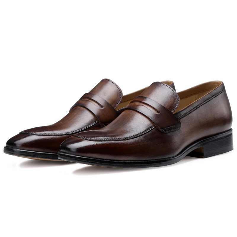 The Flint Penny Loafer In Brown - Escaro Royale
