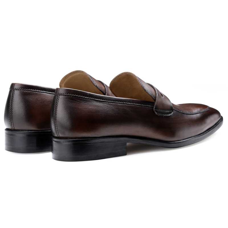 The Flint Penny Loafer In Brown - Escaro Royale