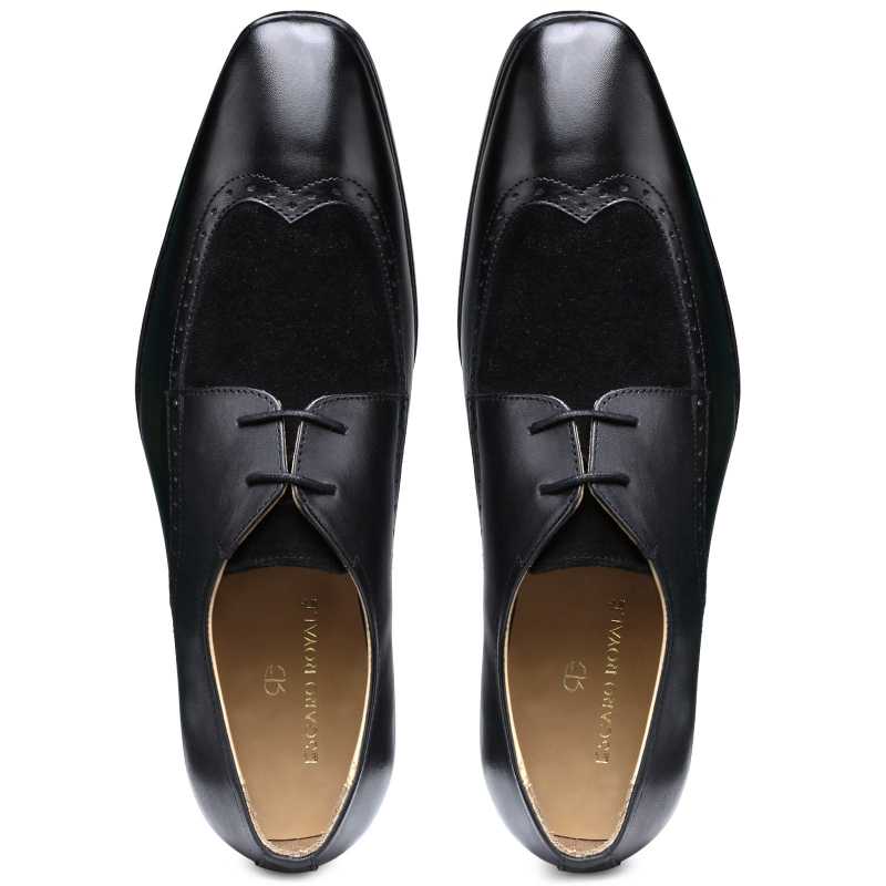 The Merlin Wingtip Derby in Black - Escaro Royale