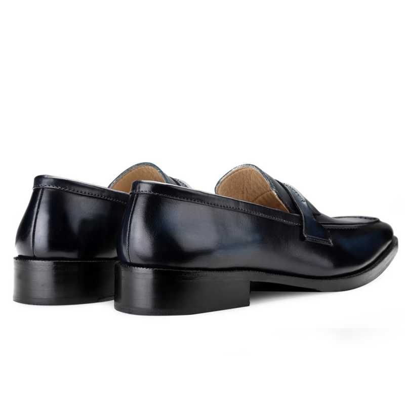 Iverson Blue Penny Loafers - Escaro Royale