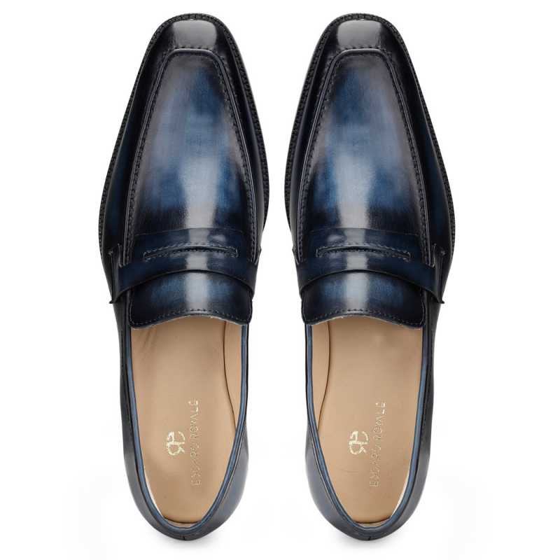 Iverson Blue Penny Loafers - Escaro Royale