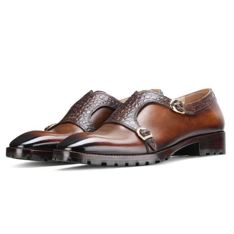 Rio Textured Double Monk in Brown - Escaro Royale