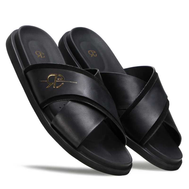 The Canberra Slippers in Black - Escaro Royale