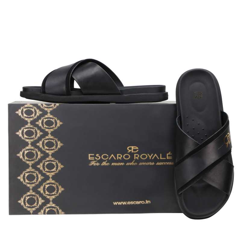 The Canberra Slippers in Black - Escaro Royale