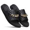 The Raffles quilted Sliders in Black - Escaro Royale