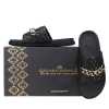 The Raffles quilted Sliders in Black - Escaro Royale