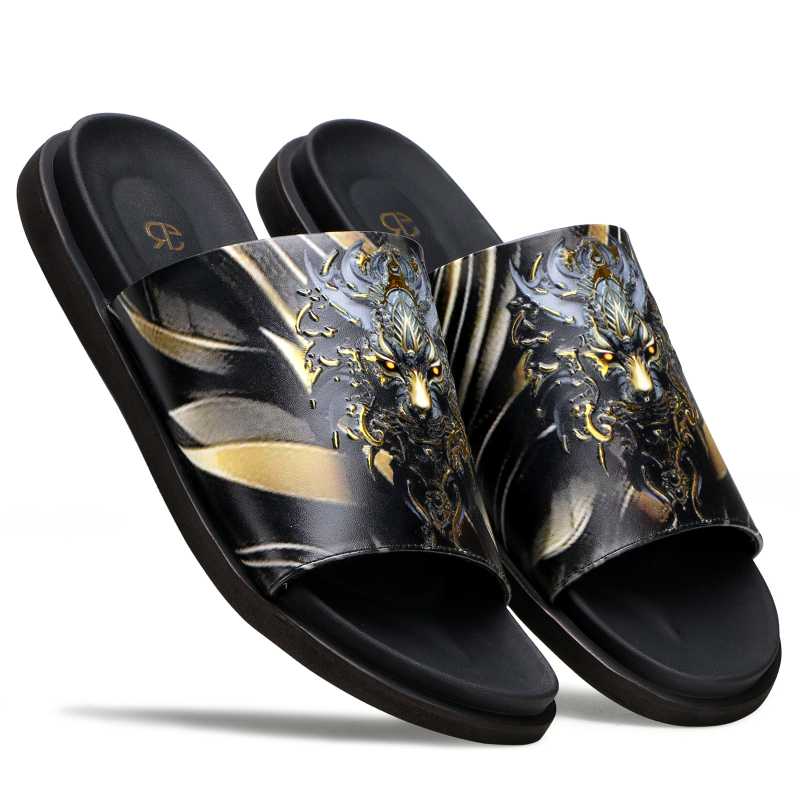 The Outram Printed Slippers in  Grey - Escaro Royale