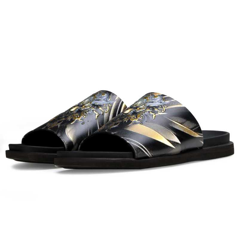 The Outram Printed Slippers in  Grey - Escaro Royale