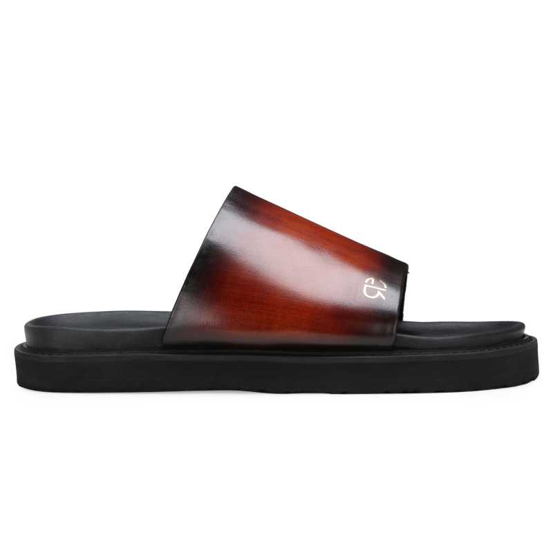 The Clarke Sliders in Patina Cognac - Escaro Royale