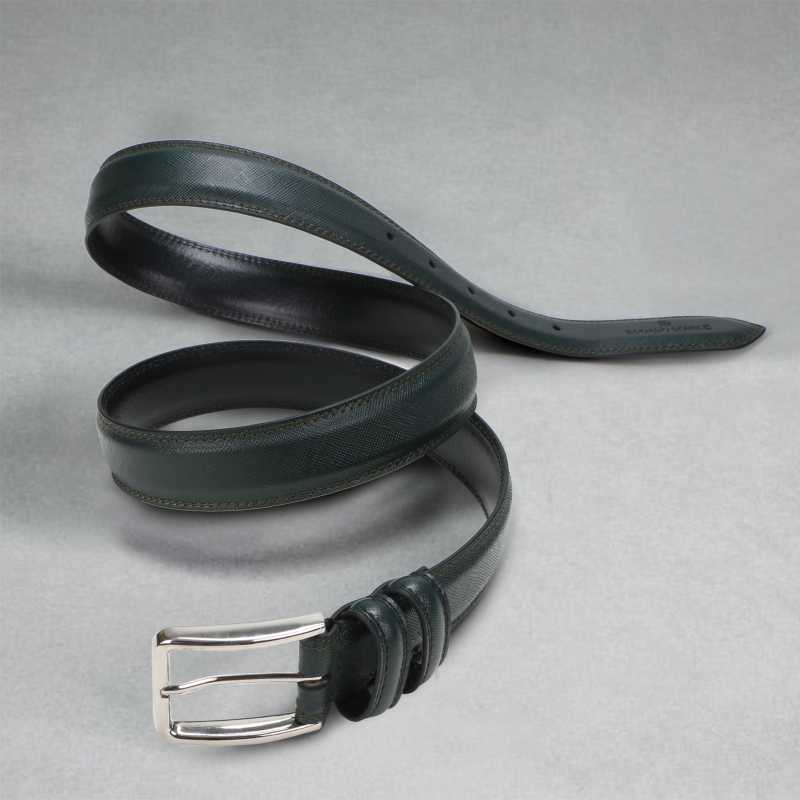 Beruto Mens Luxury Leather Belt in Olive - Escaro Royale