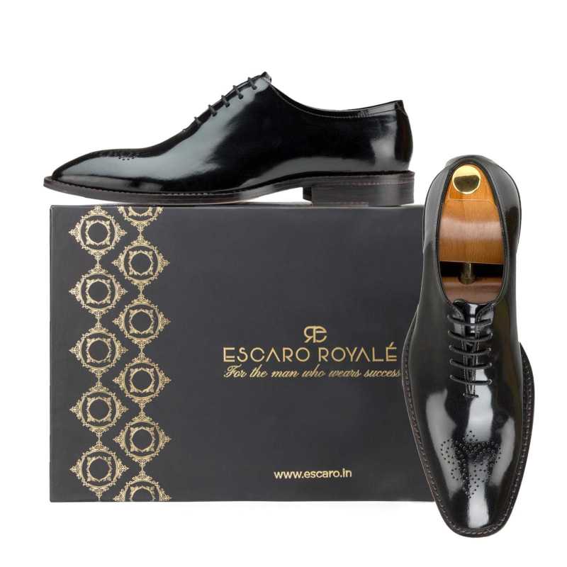 Black Medallion Wholecut Oxford - Escaro Royale