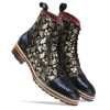 Jose Printed Laceup Boots - Blue Gold - Escaro Royale