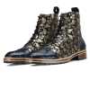 Jose Printed Laceup Boots - Blue Gold - Escaro Royale