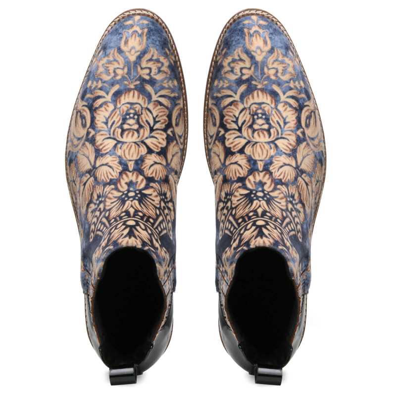 Liam Printed Chelsea Boots - Blue Beige - Escaro Royale