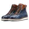Noa Textured Hiker Style Laceup Boots - Blue - Escaro Royale