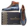 Noa Textured Hiker Style Laceup Boots - Blue - Escaro Royale