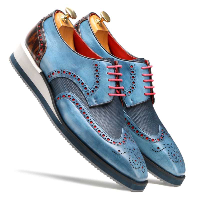 Saxton Wingtip Brogues  with EVA Sole - Blue - Escaro Royale