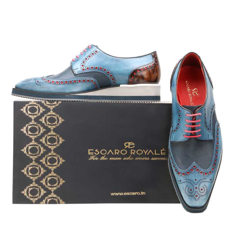 Saxton Wingtip Brogues  with EVA Sole - Blue - Escaro Royale