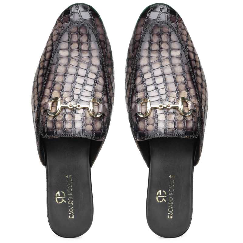 Tanguy Slippers Mules Grey - Escaro Royale