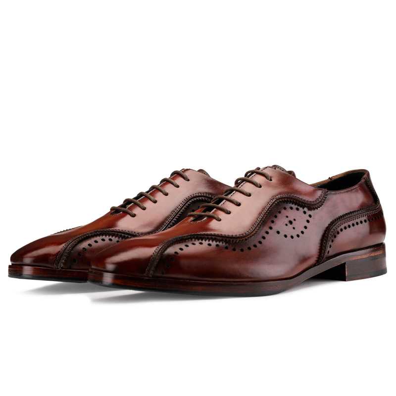 Earl Patina Oxford Shoes in Wine - Escaro Royale