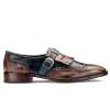 MARK Goodyear Welted Fiddleback PATINA SLIP ON SHOES IN BROWN AND BLUE - Escaro Royale