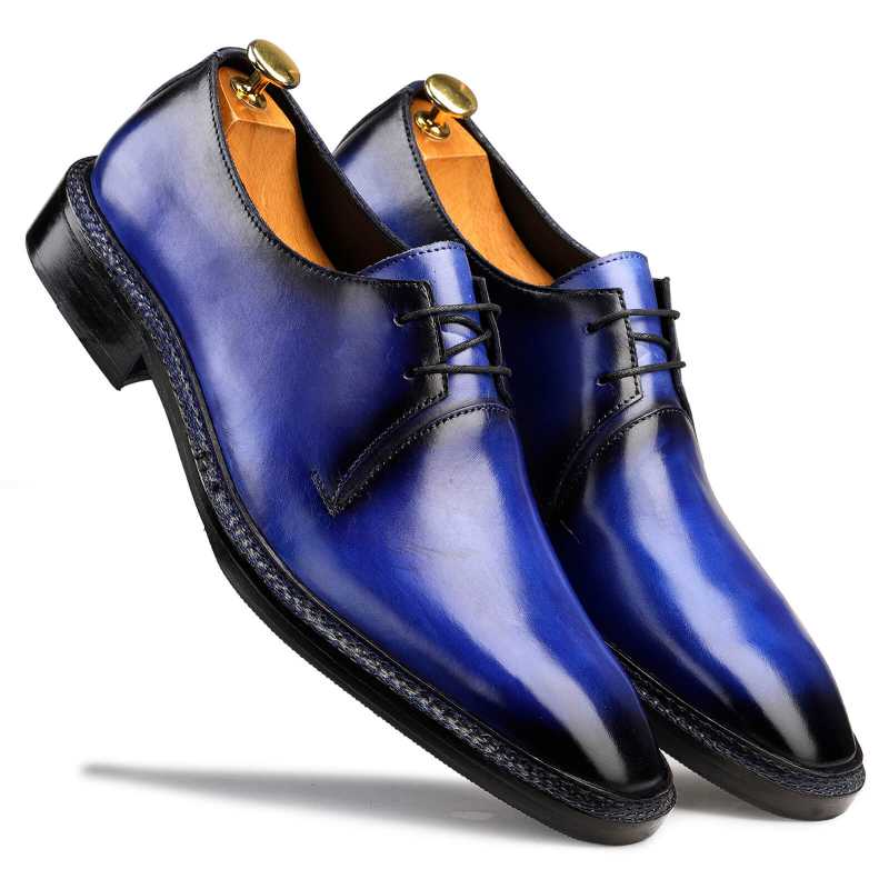 Baron Patina Derby Shoes Blue - Escaro Royale
