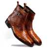 Noble Ankle Boots with Zipper in Cognac - Escaro Royale