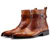 Noble Ankle Boots with Zipper in Cognac - Escaro Royale