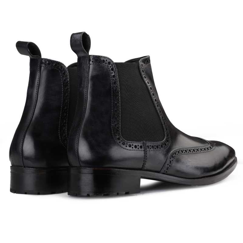 Regal Wingtip Chelsea Boots in Black - Escaro Royale