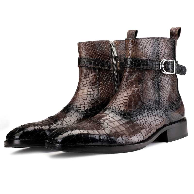 Noble Ankle Boots with Zipper in Grey - Escaro Royale